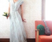Pastel Maxi Dress, Handmade Gown, Sleeveless Long Dress, Hand Printed Dress, Deep Plunge V Neck, Alternative Wedding, Romantic Pretty Dress