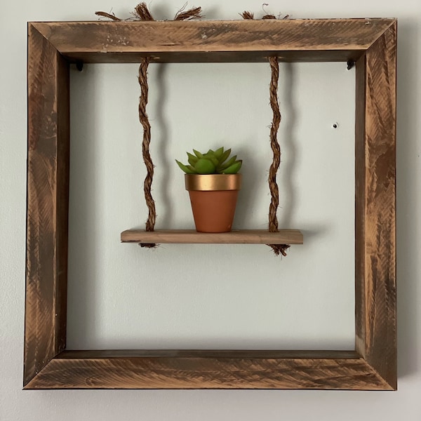 Handmade Wooden Hanging Planter Swing - Wooden Charm Farmhouse