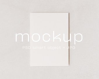 Modern 5x7 Card mockup Smart Object, Greeting card mockup simple white, Minimalist card mockup, Wedding card mockup PSD smart object + JPG