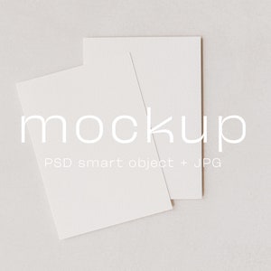 Bruiloft uitnodigingen Mockup Suite 5x7, twee minimalistische witte uitnodigingskaarten Mock up, dubbele kaart Mockup Suite, Boho, PSD slim object + JPG