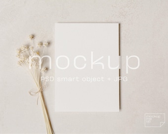Overlay Stationery Mockups, Wedding Invitations Mockup Suite 5x7, Minimalist White Invite Cards Mock up Site, Boho, PSD smart object + JPG