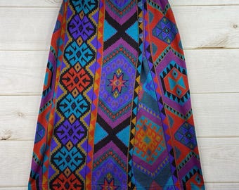 vintage Jupe portefeuille Graff Sz 14 Aztec Knit Midi Colorful Southwest Knit USA