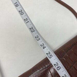 VTG Brighton sac à main organisateur portefeuille en cuir gaufré croco marron des années 90 image 6