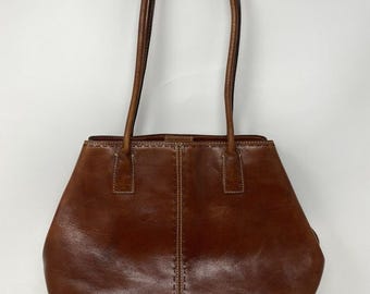 vintage Fossil Workhouse Cabas Sac à main en cuir marron cognac An 2000 Minimaliste