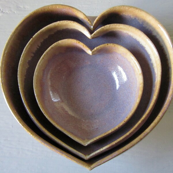 Amethyst Verschachtelung Herzförmige Schüssel-Set 4 Zoll