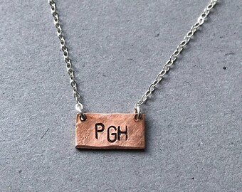 PGH Hand-stamped Copper Necklace