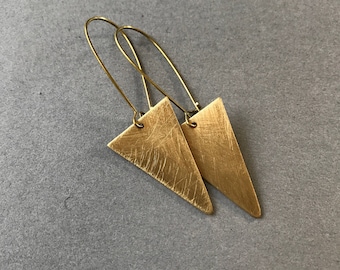 Brass Triangle Earrings