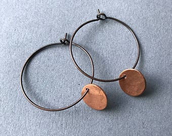 Small Copper Disc Earrings