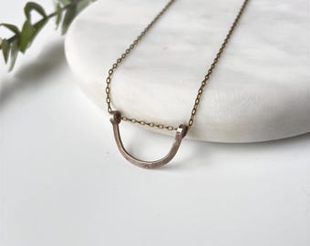 Mixed Metal Necklace | Subtle Minimalist Jewelry | Modern Everyday Necklace | Gift for Her | Hammered Arc