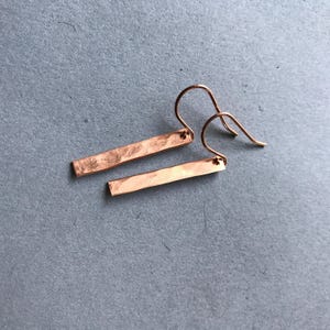 Copper Dangle Earrings | Minimalist Artisan Jewelry | Hammered Lightweight Earrings | Handmade Gift for Her