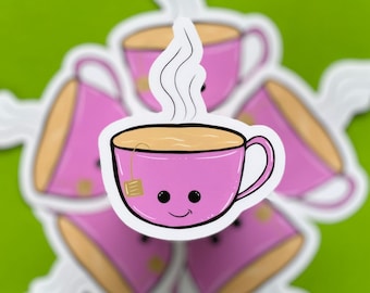 Tea Cup Vinyl Sticker, Handmade Decal