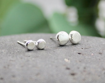 Tiny Recycled Sterling Silver Stud Earrings, Gender Neutral Silver Studs, Eco-friendly Silver Earrings, Handmade Sterling Silver Studs