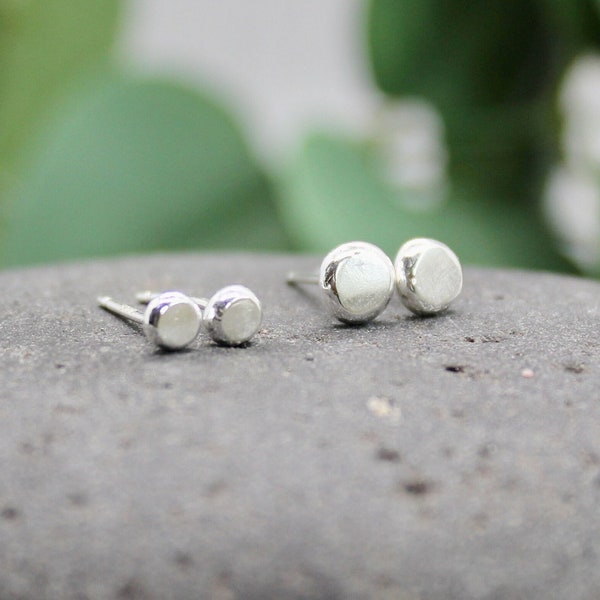 Tiny Recycled Sterling Silver Stud Earrings, Gender Neutral Silver Studs, Eco-friendly Silver Earrings, Handmade Sterling Silver Studs