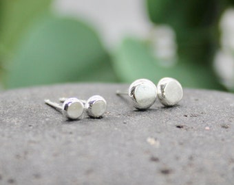 Tiny Recycled Sterling Silver Stud Earrings, Gender Neutral Silver Studs, Eco-friendly Silver Earrings, Handmade Sterling Silver Studs