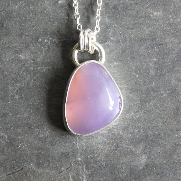 Oregon Holley Blue Agate Pendant Necklace • PNW Gemstone Jewelry • Handmade • Sterling Silver