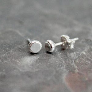 Tiny Recycled Sterling Silver Dot Stud Earrings • Handmade • Gender Neutral Studs