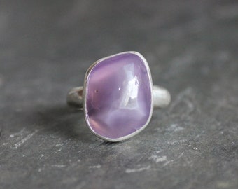 Oregon Holley Blue Agate Statement Ring, Large Violet Blue Agate Ring,  Holly Blue Ring, Handmade Sterling Silver Blue Chalcedony Ring