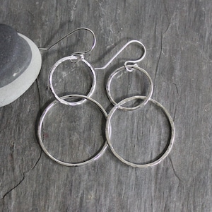 Double Circle Dangly Earrings That Go With Everything • Handmade Sterling Silver Interlocking Links