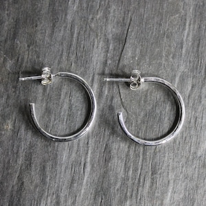 Small Handmade Sterling Silver Hammered Hoops, 3/4&quot; Classic Hoop Earrings That Go With Every Outfit, Birthday Gift For Her For Friend