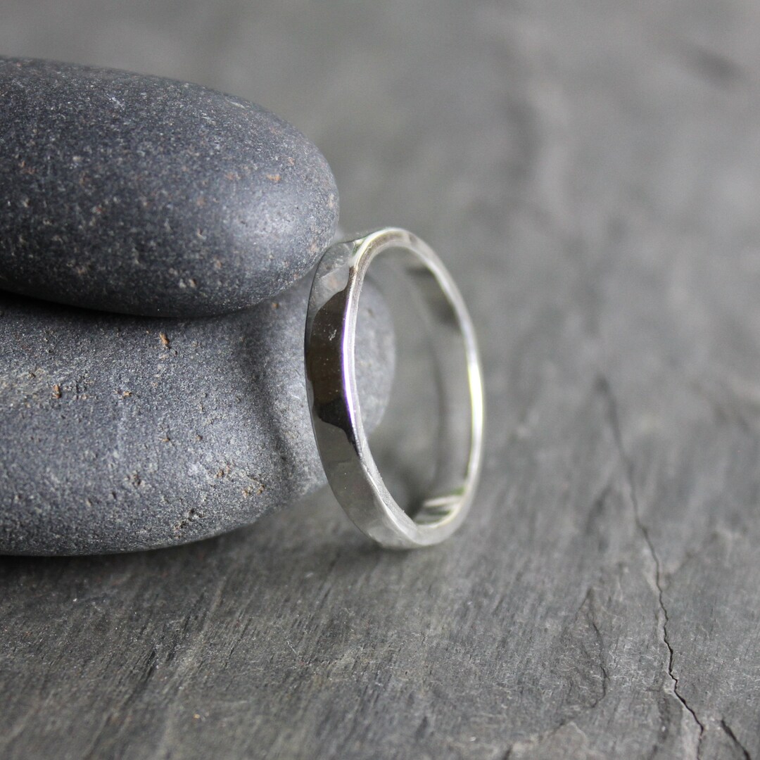 Handmade Sterling Silver Hammered Comfort Ring, Simple Silver Band ...