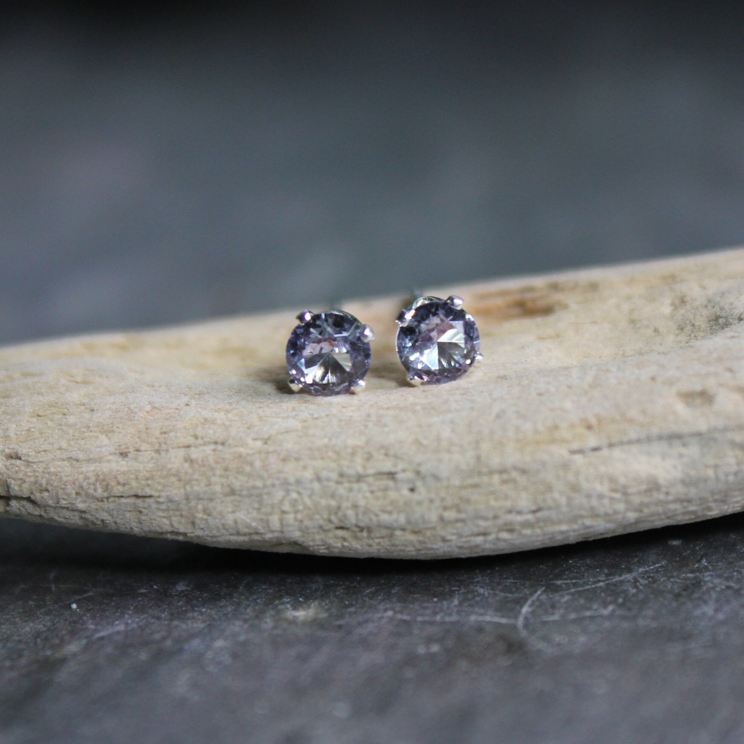 4mm Alexandrite Stud Earrings Sterling Silver June Birthstone
