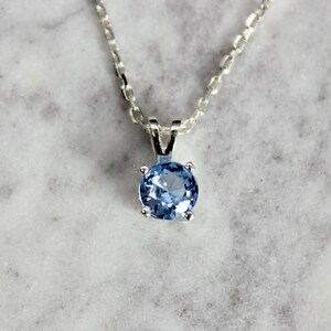 Aquamarine Necklace, March Birthstone Pendant, Cute Birthday Gift for a Friend or Teen Girl, Sterling Silver 6mm Aqua Blue Gemstone Necklace