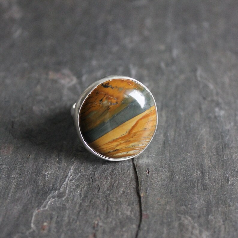 Oregon Owyhee Picture Jasper Statement Ring, Large Natural Scenic Stone Ring, Unique Gift For A Friend, Handmade Sterling Silver Jasper Ring Bild 7