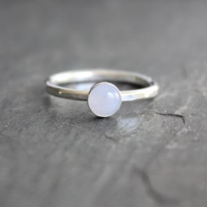 Blue Lace Agate Sterling Silver Stackable Ring – Minimalist Custom Handmade Gemstone Stacking Ring – Gift For Her