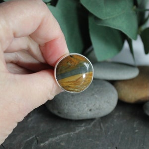 Oregon Owyhee Picture Jasper Statement Ring, Large Natural Scenic Stone Ring, Unique Gift For A Friend, Handmade Sterling Silver Jasper Ring Bild 5