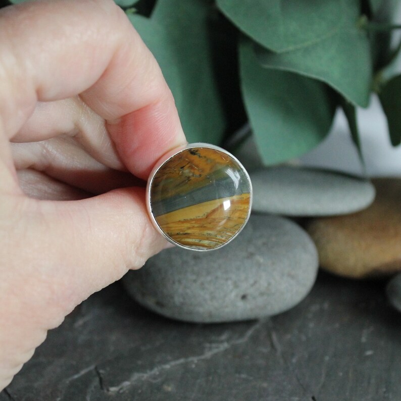 Oregon Owyhee Picture Jasper Statement Ring, Large Natural Scenic Stone Ring, Unique Gift For A Friend, Handmade Sterling Silver Jasper Ring Bild 5