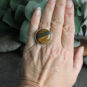 Oregon Owyhee Picture Jasper Statement Ring, Large Natural Scenic Stone Ring, Unique Gift For A Friend, Handmade Sterling Silver Jasper Ring Bild 2