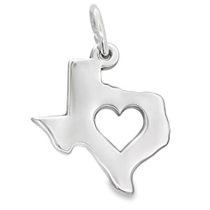 Texas with Heart Charm in Sterling Silver BCJ1038