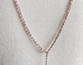 Lariat Back Necklace, Minimalist Backdrop Necklace for Women, Bridesmaids Gift, Simple Silver Necklace, Rose Gold Back Jewelry