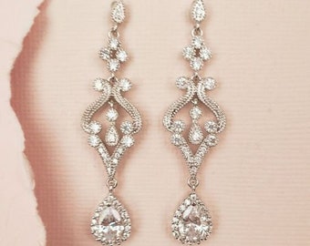 Rhinestone Screw Back Vintage Dangle Earrings wedding earrings bride bridesmaid Wedding Mothers Day Quince\u00f1era Anniversary #etsyvintagelover