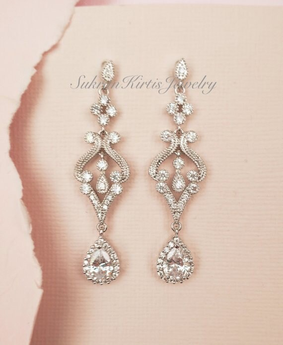 Vintage Earrings Wedding Jewelry Art Deco Bridal Earrings in Etsy