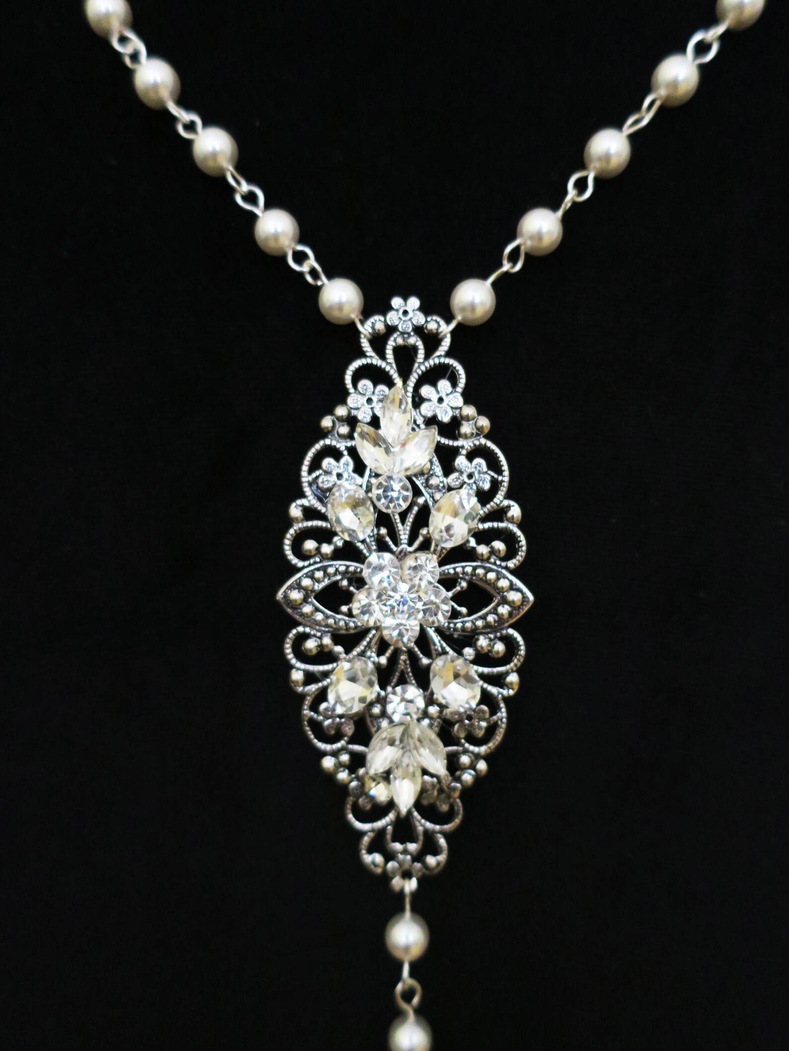 Bridal Back Necklace Art Deco Backdrop Necklace Wedding Etsy