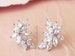 Crystal Bridal Earrings, Wedding Earrings for Brides Boho, Cluster Diamond Cubic Zirconia Leaf, Vintage Deco Statement Bridal Jewelry 
