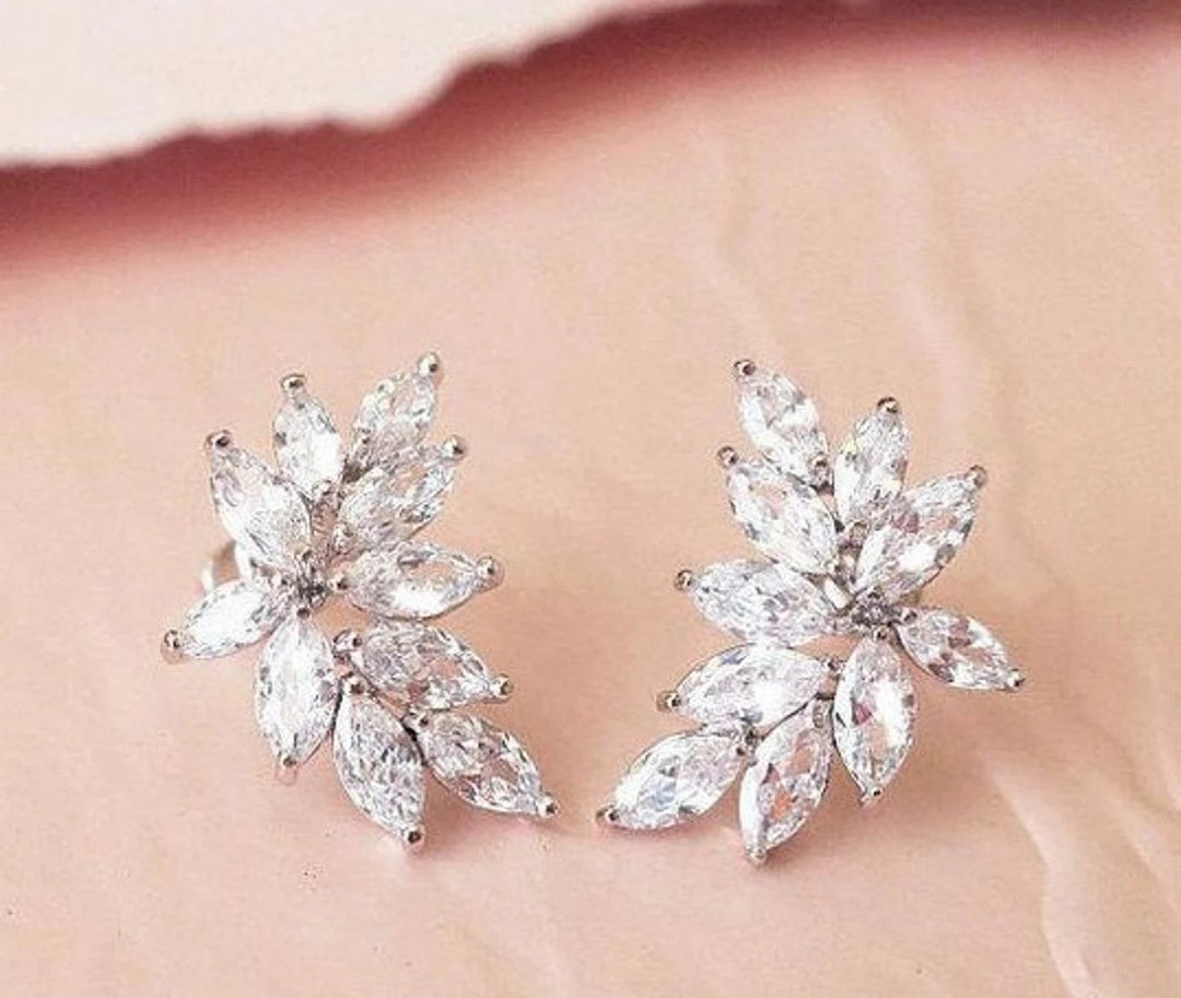 Crystal Bridal Earrings, Wedding Earrings for Brides Boho, Cluster ...