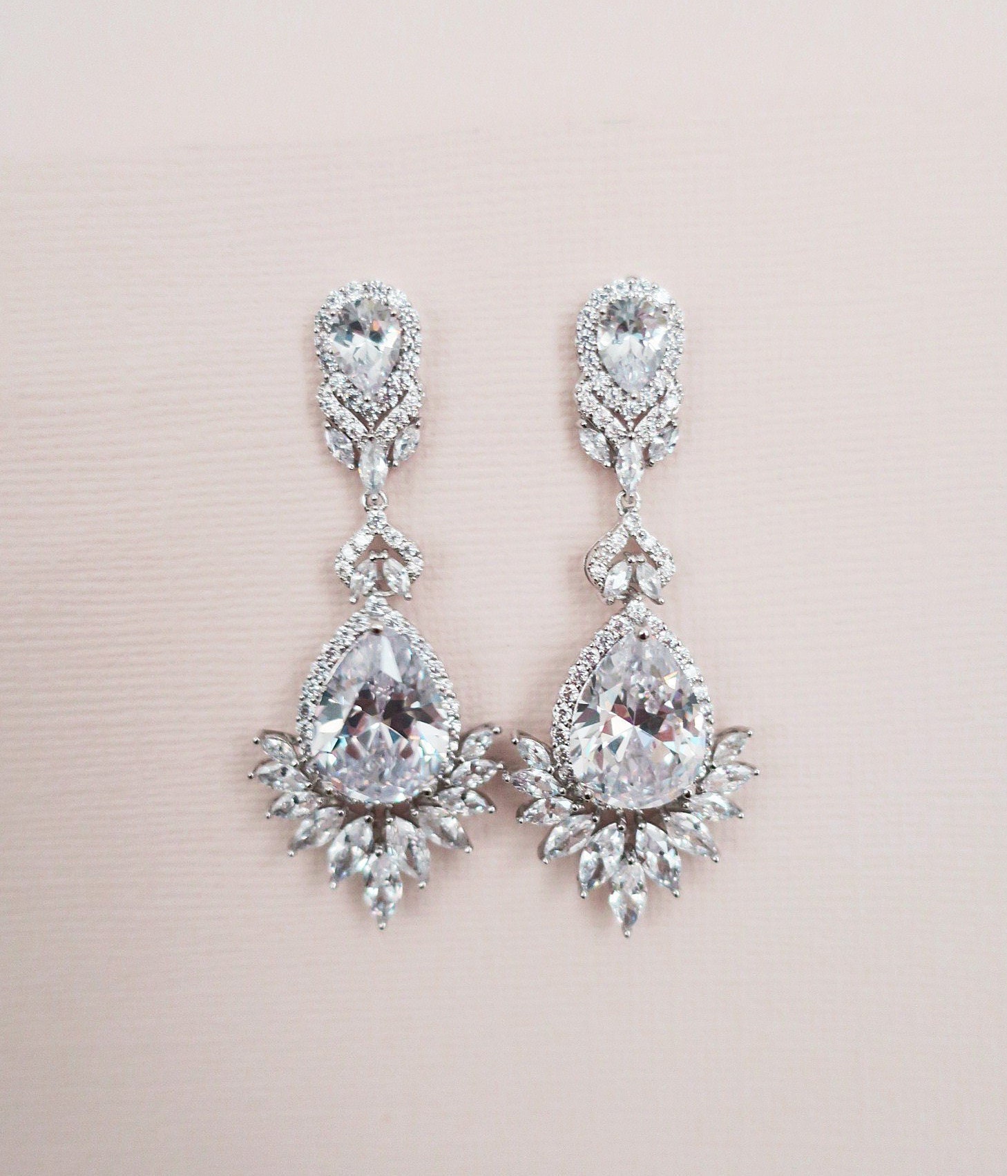 Crystal Bridal Earrings Wedding Jewelry Chandelier Wedding | Etsy