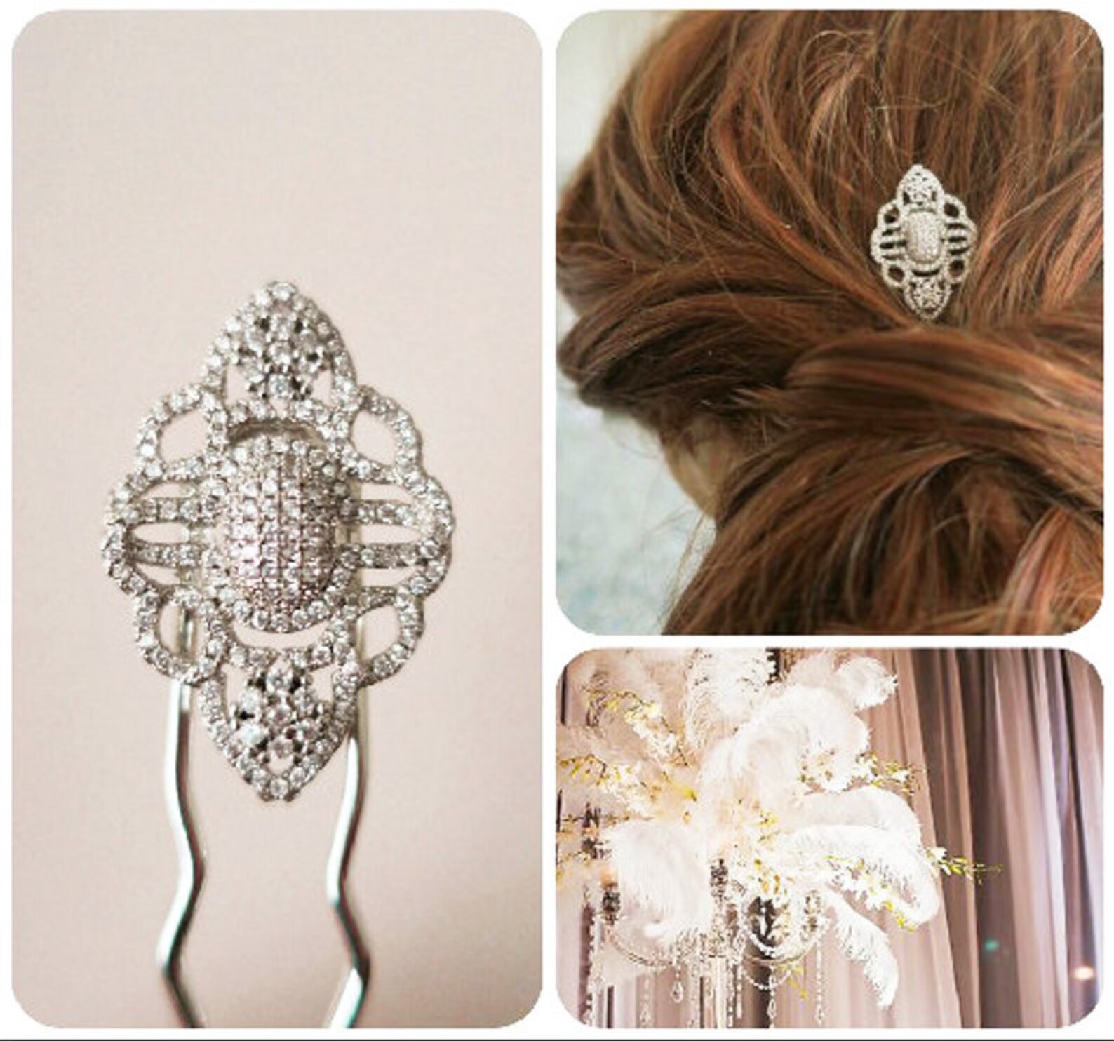 Art Deco Hair Pin CZ Pave Bridal Hair Pins Crystal Wedding Etsy