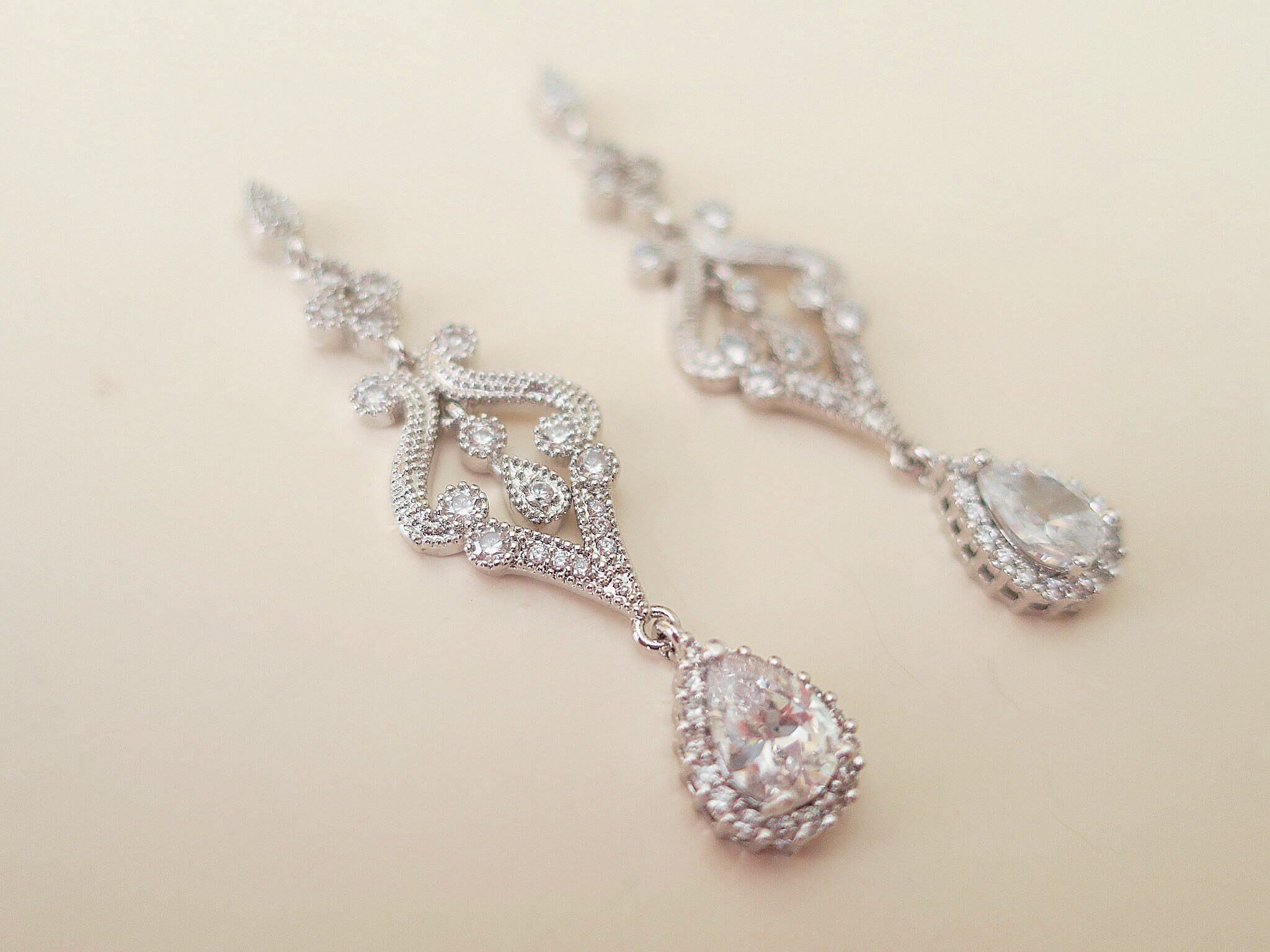 Vintage Earrings Wedding Jewelry Art Deco Bridal Earrings in Etsy