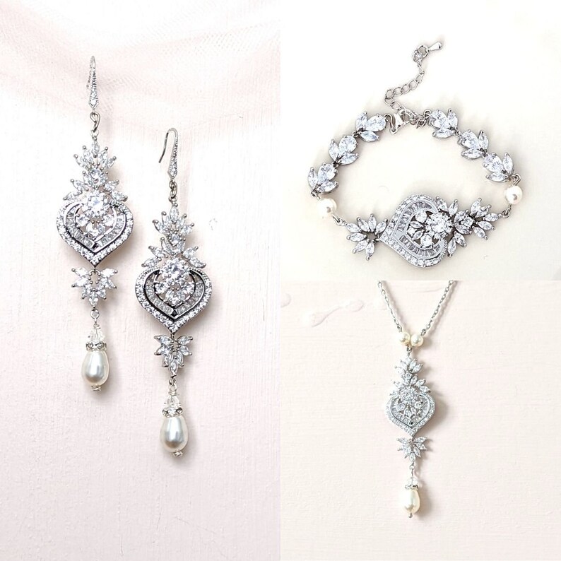 Crystal Bridal Necklace and Earrings Set Wedding Jewelry for Etsy