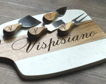 Charcuteriebord met marmeren handvat