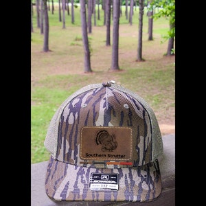 Turkey Hunting Hat, Richardson 112, Leather Patch Hat, Southern Strutter, Hunting Hat,  Father’s Day, Birthday, Bulk hats, Custom Hats