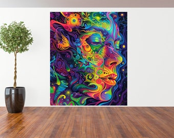 Trippy Art | Trippy Psychedelic Face | Psychedelic Art | Trippy Psychedelic Poster Download | Trippy Digital Download Print | Trippy Wal Art