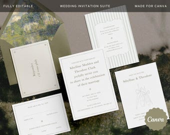 Whimsical Wedding Invitation Suite (4 Templates!) - Instant Download