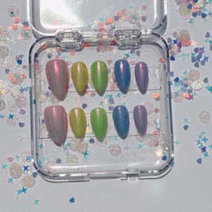 Jellybean Press On Gel Nails, Almond Nails, Handmade Nails, Hand Painted Nails