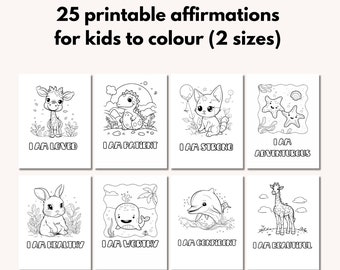 Kids Printable Affirmations | Kids Colouring Sheets | Positive Affirmation Colouring Cards | Kids Printable | Daily Encouragement Cards