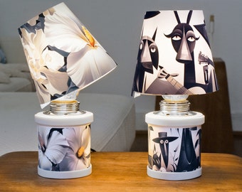 Lampart - Customizable LED designer lamp for desk or bedside table with art style (art style) motif foils to exchange