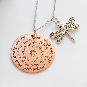 Copper Necklace &quot;You Are Braver Than You Believe&quot;
